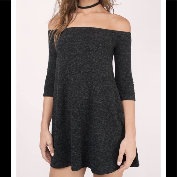 Tobi off the shoulder dark gray dress - Picture 1 of 3
